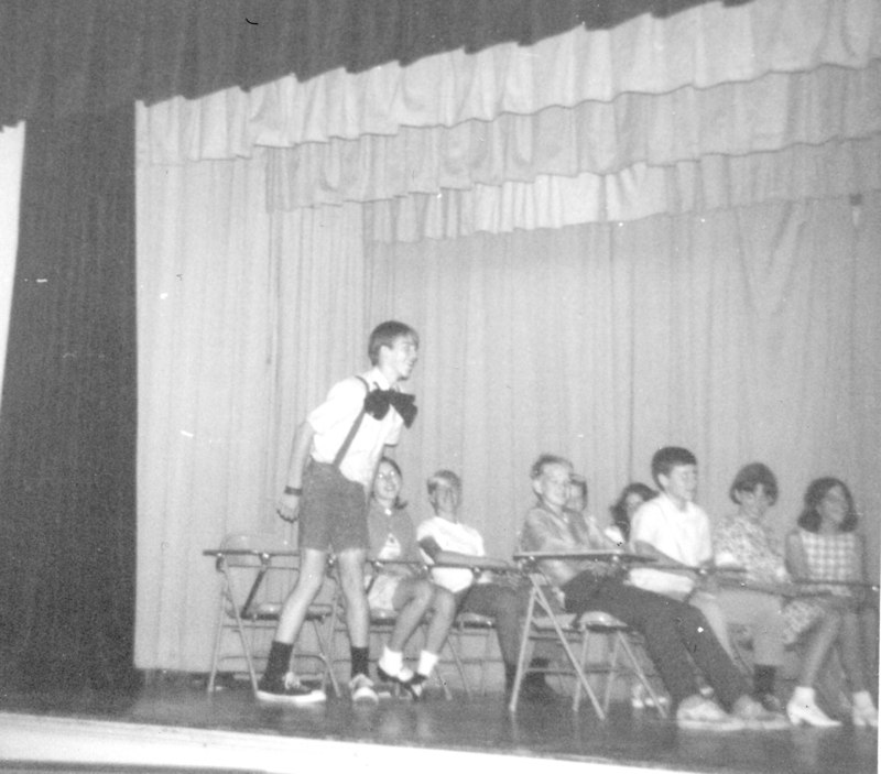  8th Grade Program - The Classroom Scene, featuring Doug Gregory wearing the latest in Lederhosen fashion 